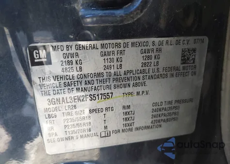 2015 Chevrolet Captiva Sport Lt from USA, damaged, VIN 3GNAL3EK2FS517557